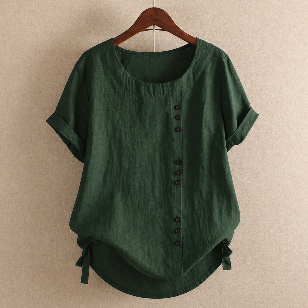 Walburga | Damen Bluse Kurzarm Mit Knöpfen Für Sommer