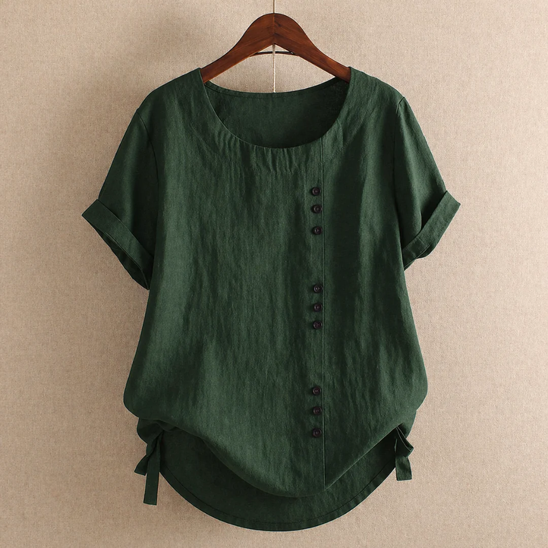 Walburga | Damen Bluse Kurzarm Mit Knöpfen Für Sommer
