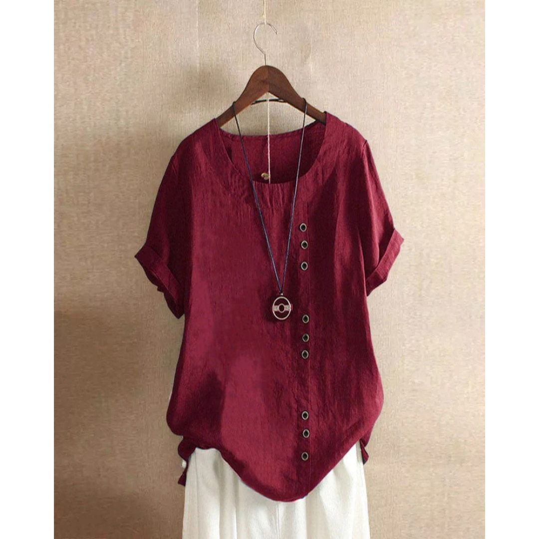 Walburga | Damen Bluse Kurzarm Mit Knöpfen Für Sommer