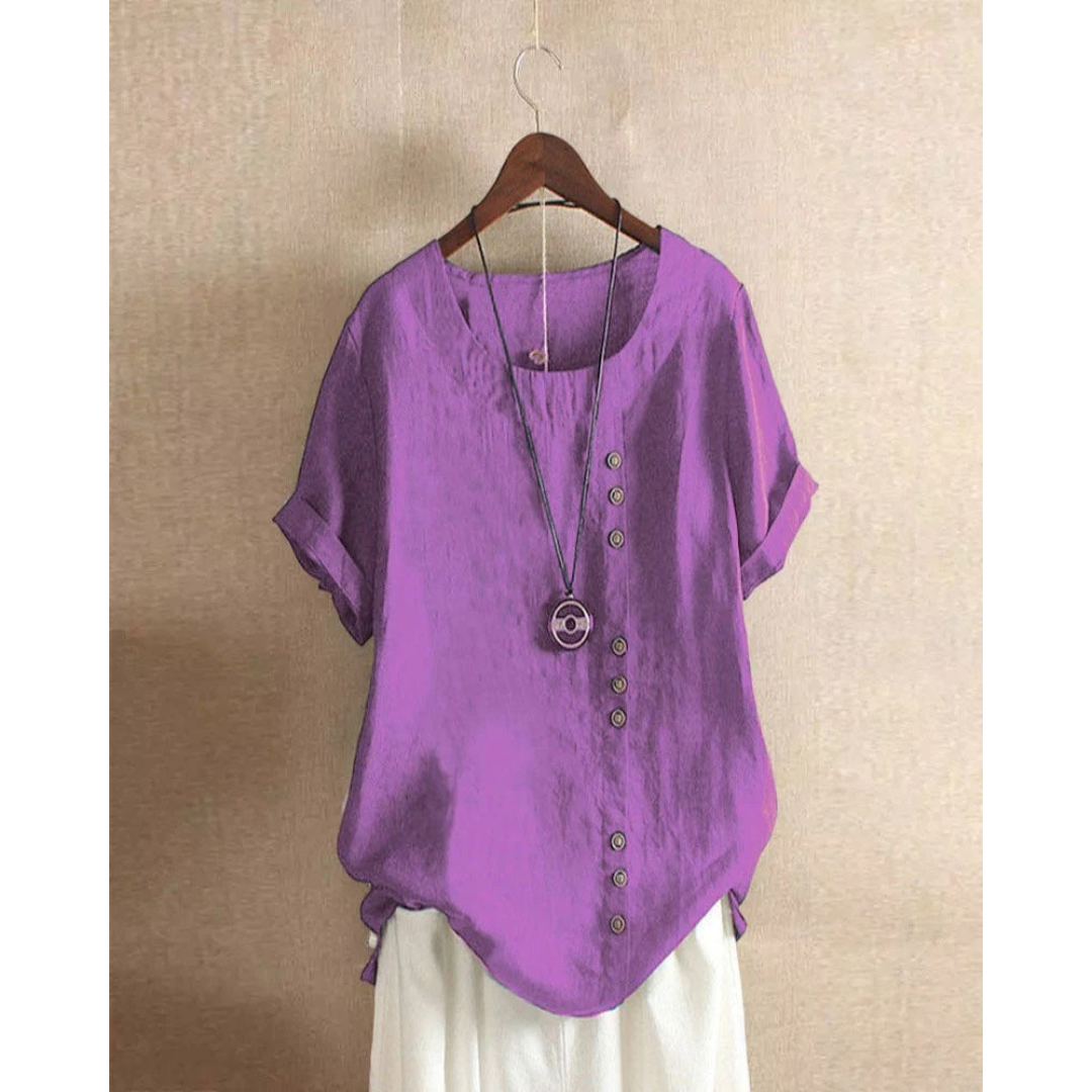 Walburga | Damen Bluse Kurzarm Mit Knöpfen Für Sommer