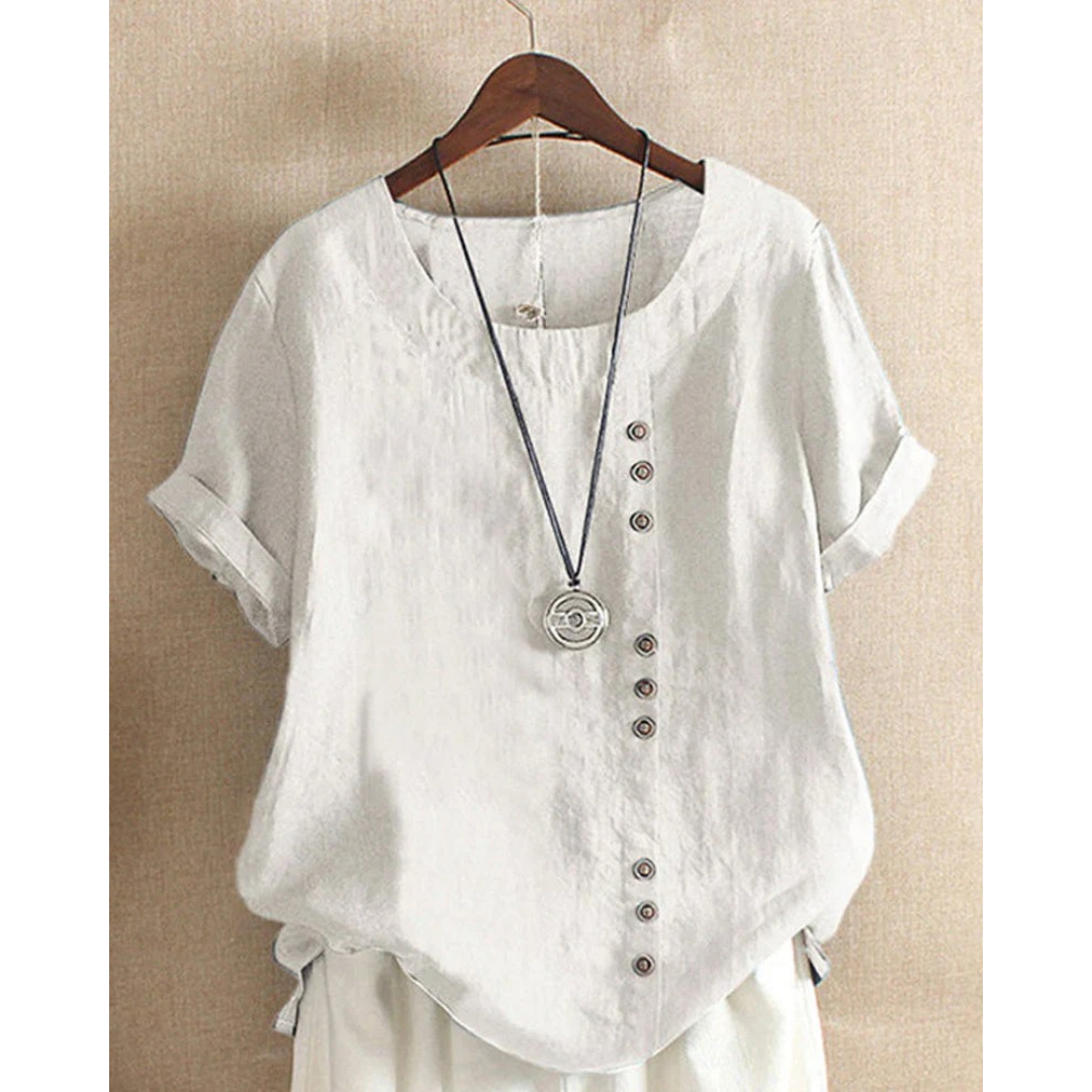 Walburga | Damen Bluse Kurzarm Mit Knöpfen Für Sommer