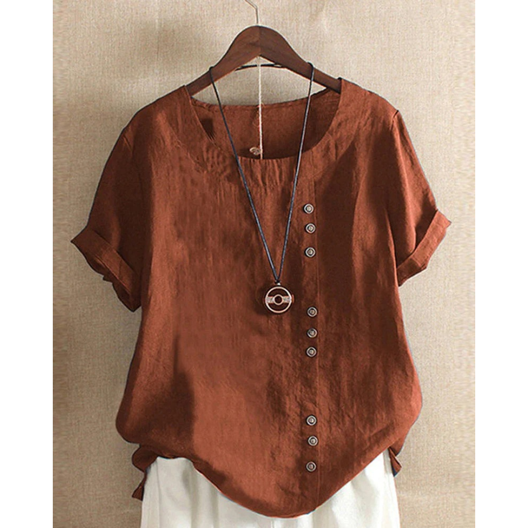 Walburga | Damen Bluse Kurzarm Mit Knöpfen Für Sommer