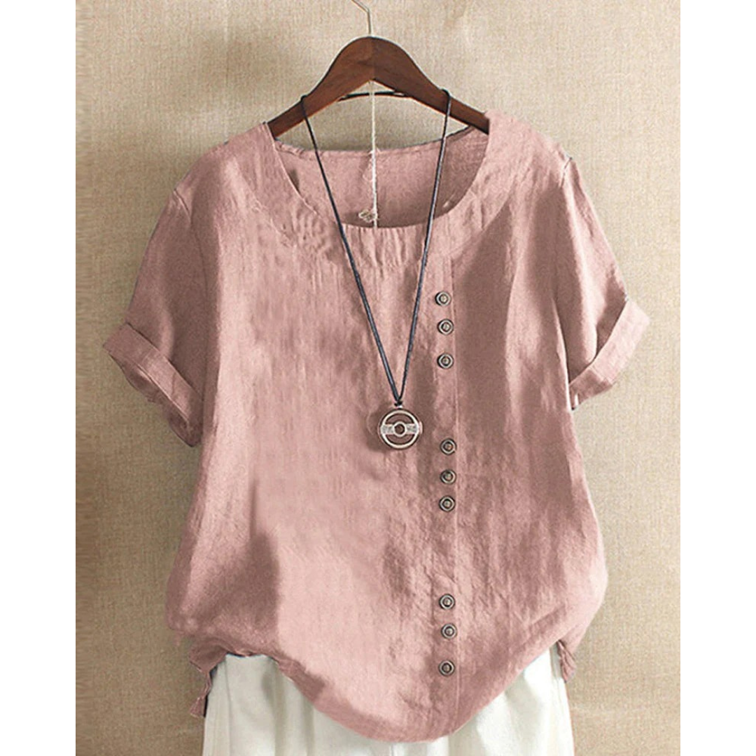 Walburga | Damen Bluse Kurzarm Mit Knöpfen Für Sommer