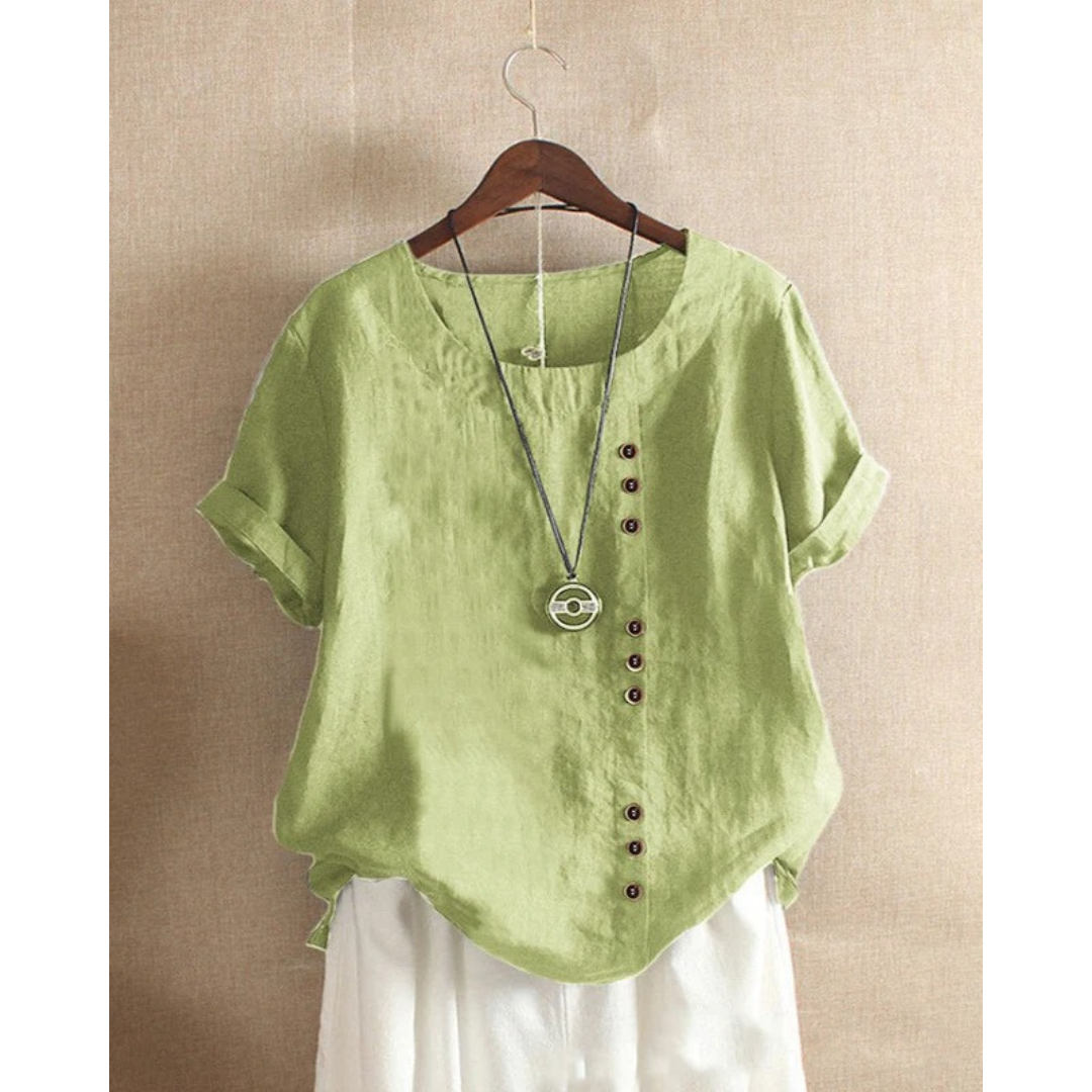 Walburga | Damen Bluse Kurzarm Mit Knöpfen Für Sommer