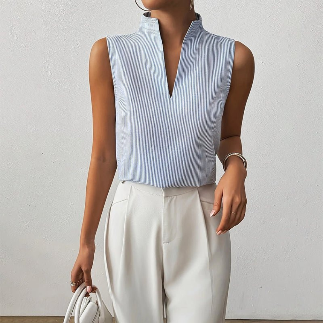 Walburga | Damen Sommer Bluse Mit Stehkragen