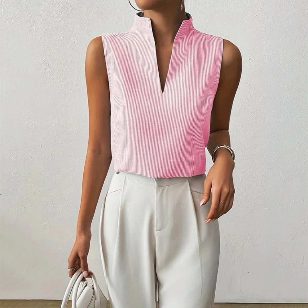 Walburga | Damen Sommer Bluse Mit Stehkragen