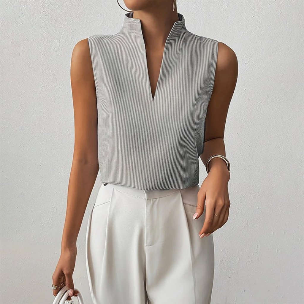 Walburga | Damen Sommer Bluse Mit Stehkragen