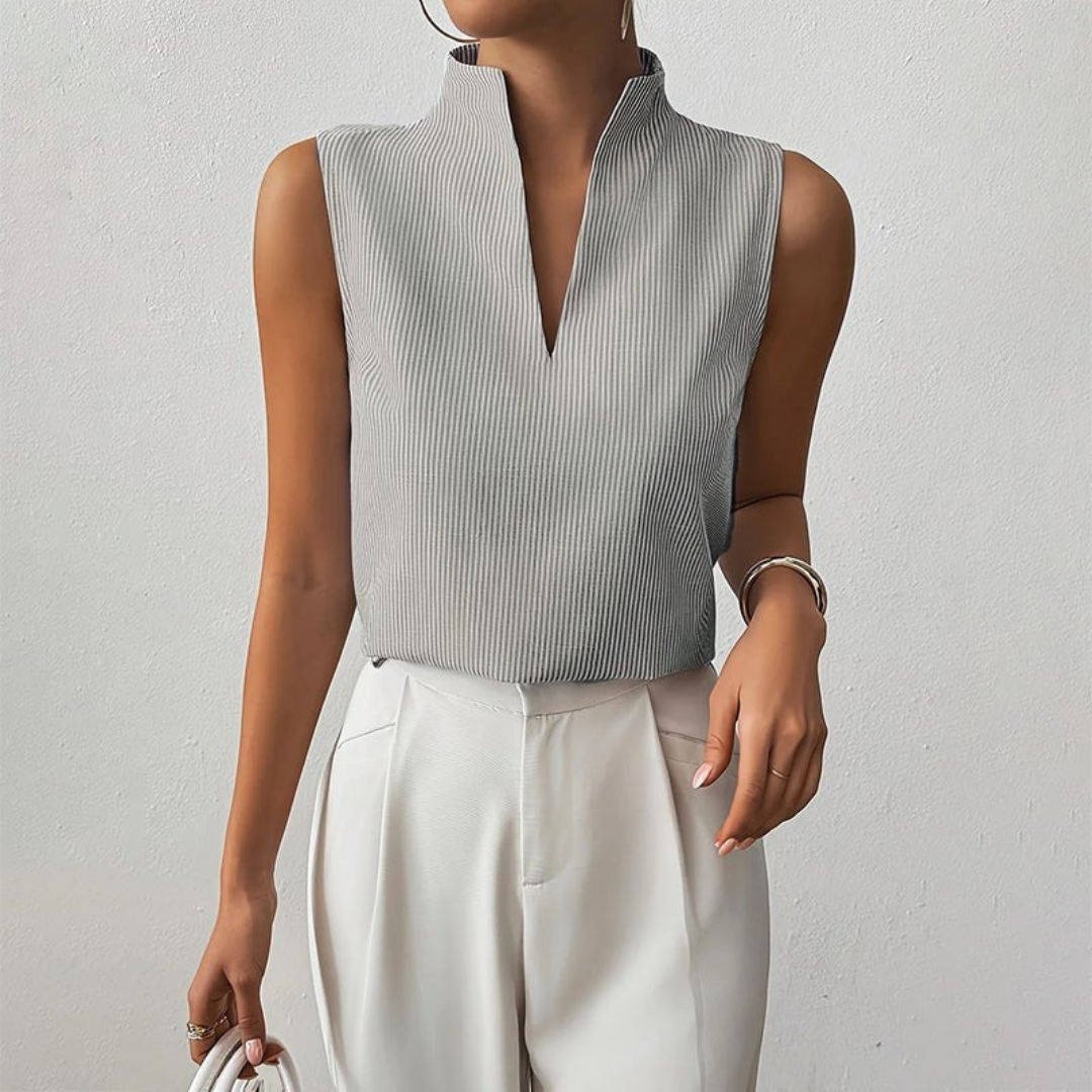 Walburga | Damen Sommer Bluse Mit Stehkragen