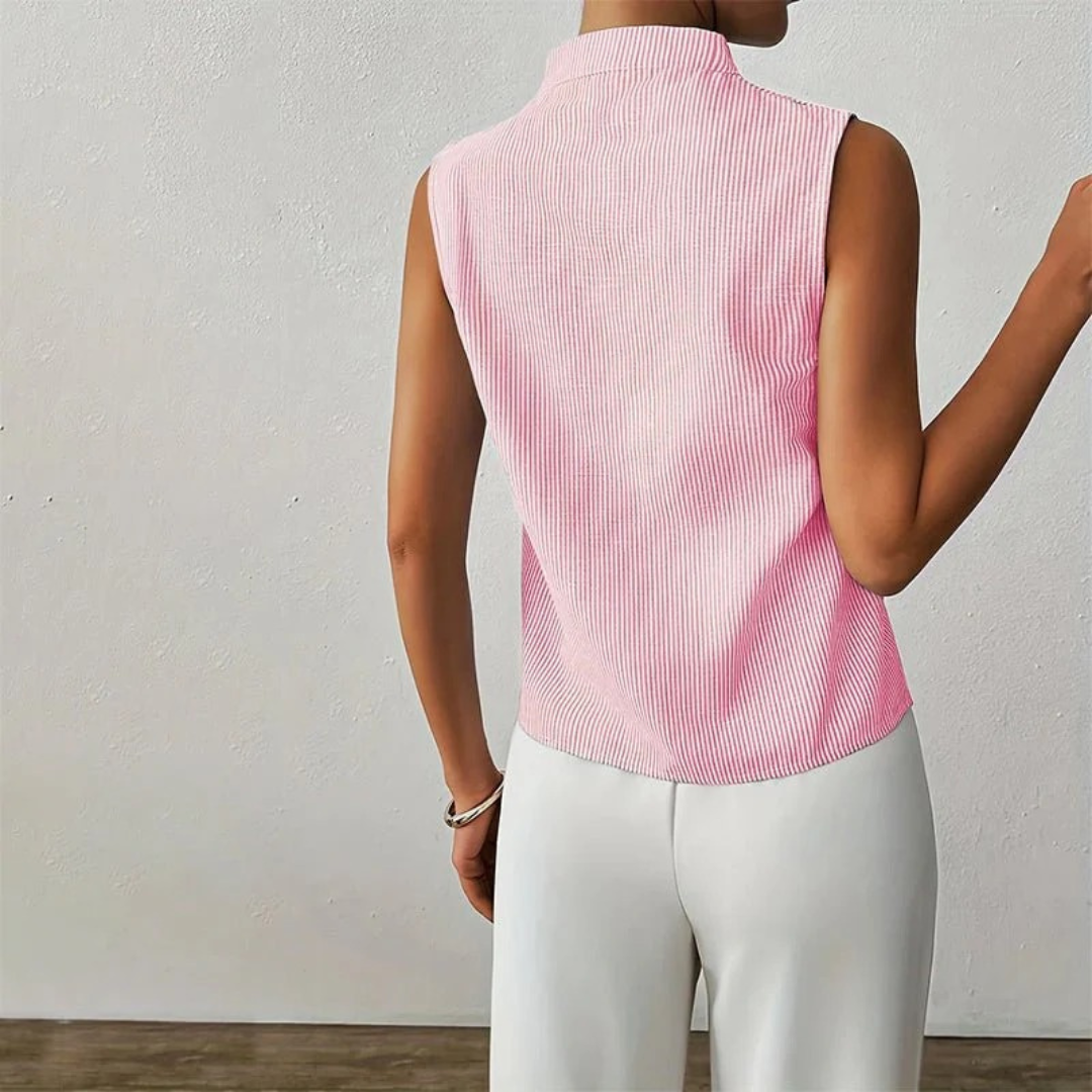 Walburga | Damen Sommer Bluse Mit Stehkragen