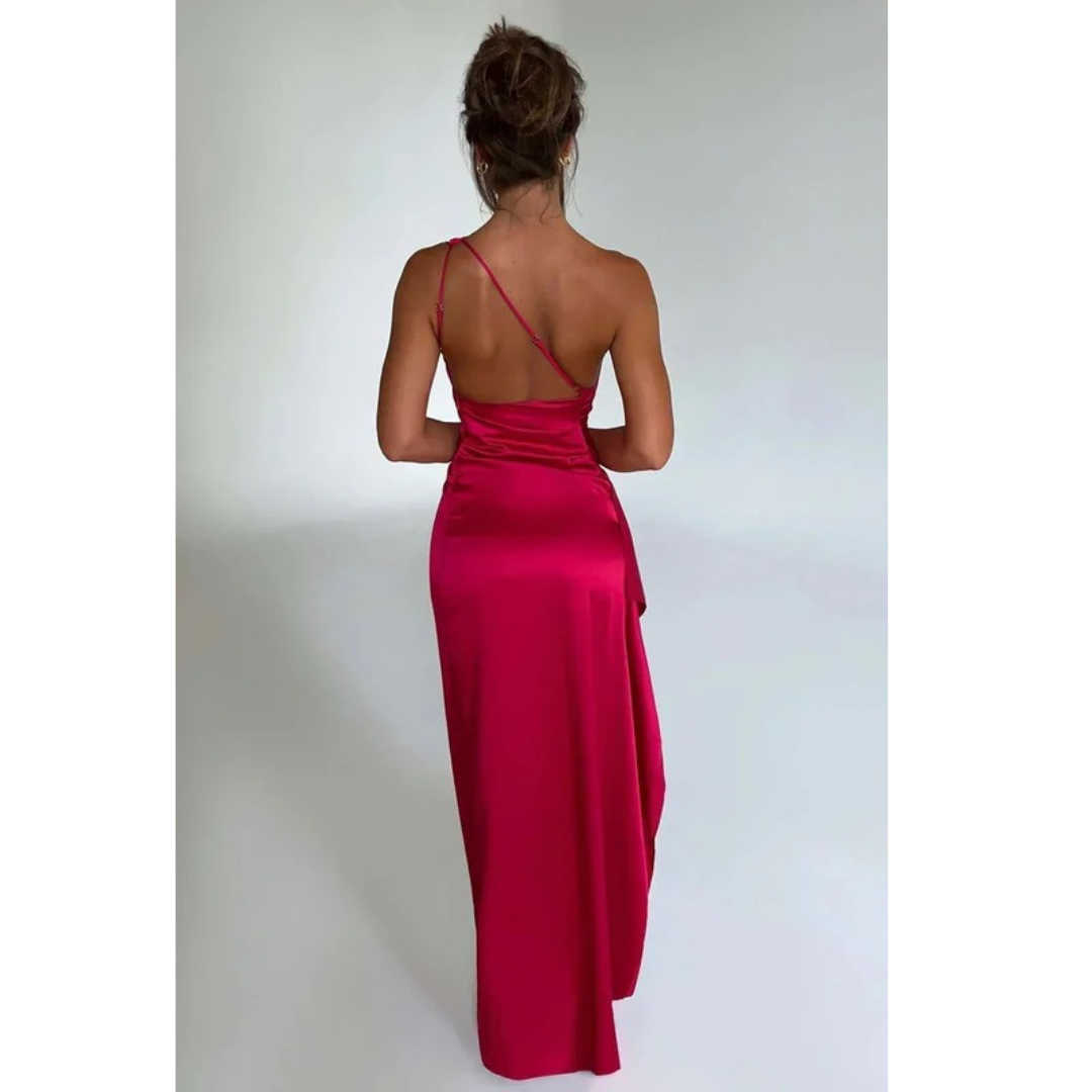 Waltraud | Damen Elegante One-Shoulder Maxi Abendkleid