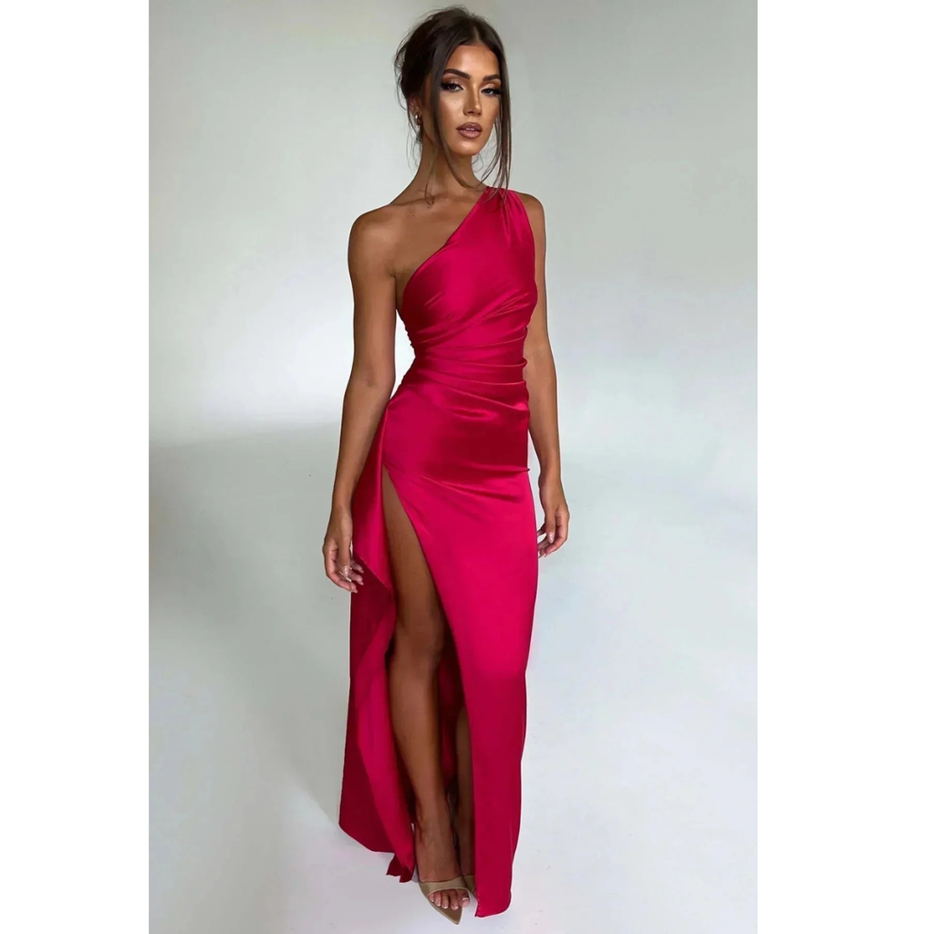 Waltraud | Damen Elegante One-Shoulder Maxi Abendkleid