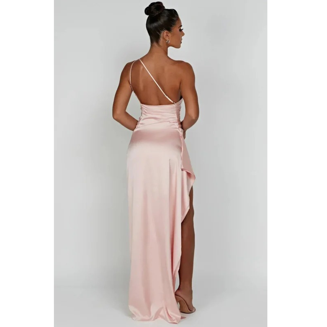 Waltraud | Damen Elegante One-Shoulder Maxi Abendkleid