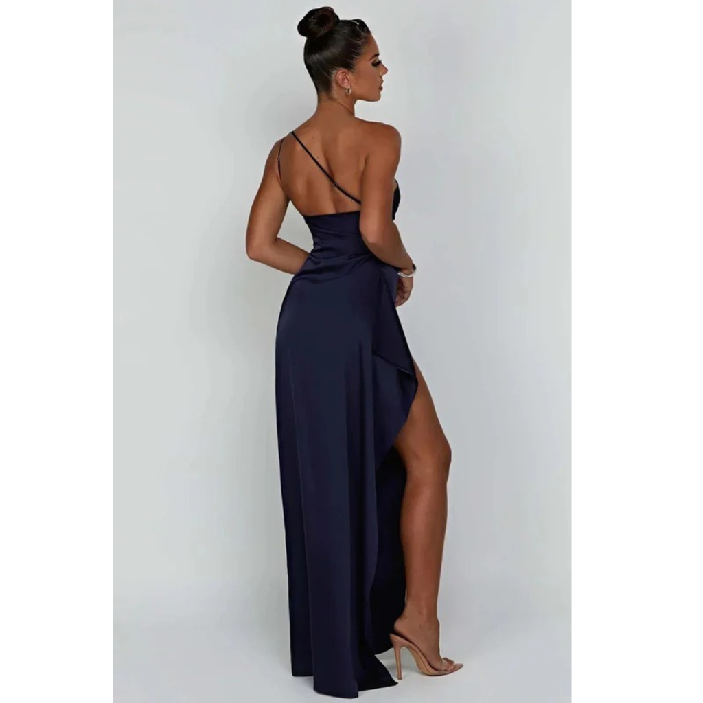 Waltraud | Damen Elegante One-Shoulder Maxi Abendkleid