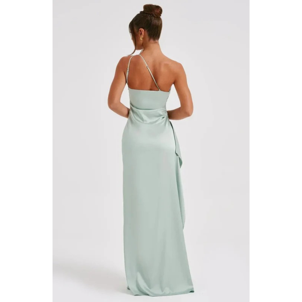 Waltraud | Damen Elegante One-Shoulder Maxi Abendkleid