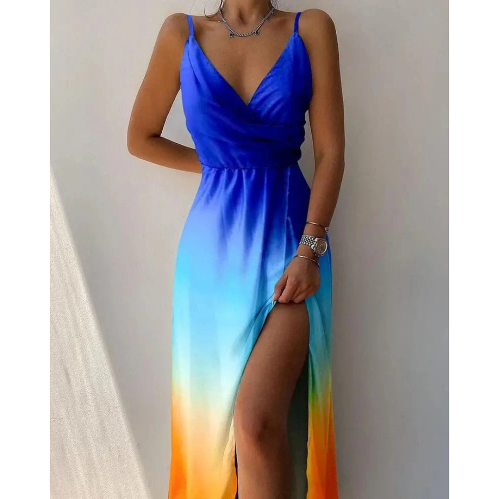 Waltraud | Damen Sommerkleid Maxi Mit Muster