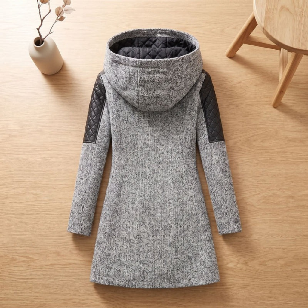 Waltraud | Damen Winterjacke mit langem Schnitt, Kapuze und Taschen