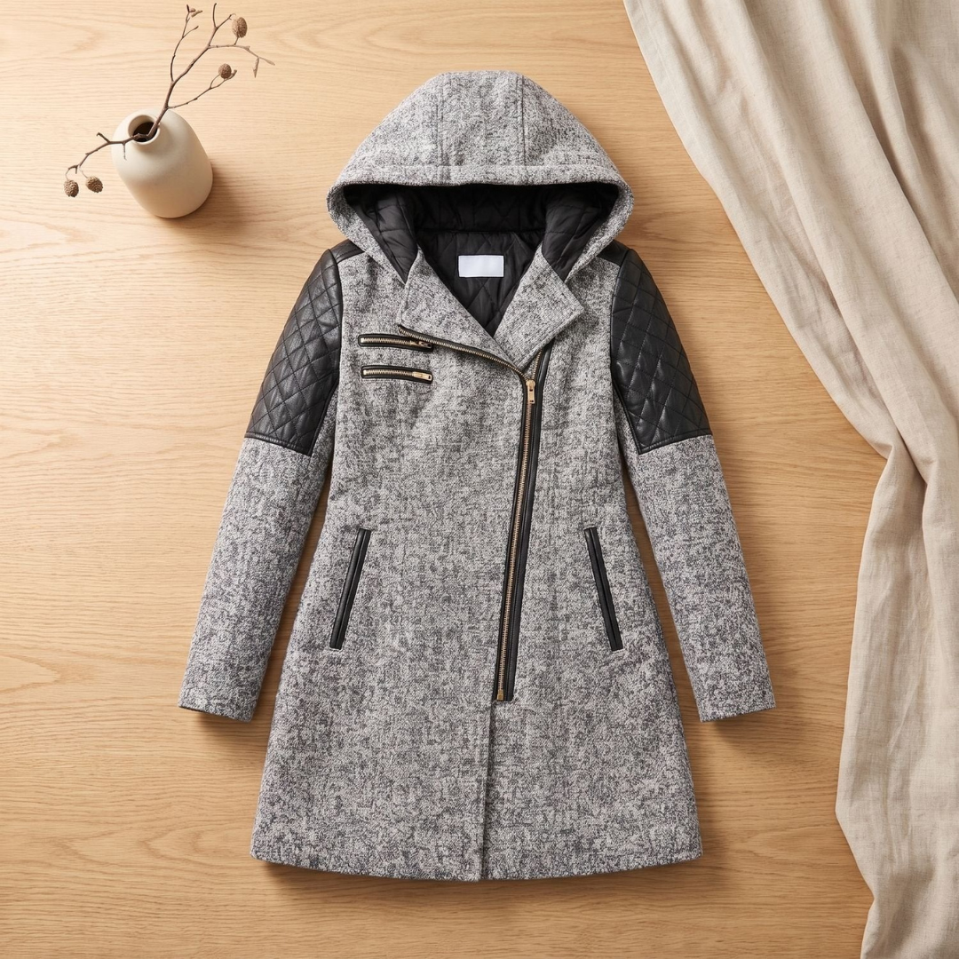 Waltraud | Damen Winterjacke mit langem Schnitt, Kapuze und Taschen