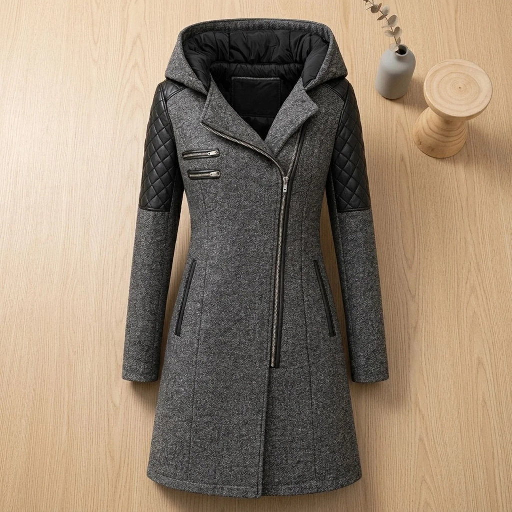 Waltraud | Damen Winterjacke mit langem Schnitt, Kapuze und Taschen