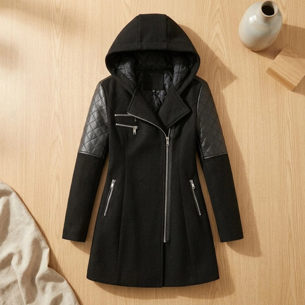 Waltraud | Damen Winterjacke mit langem Schnitt, Kapuze und Taschen
