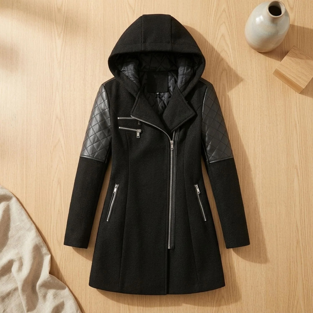 Waltraud | Damen Winterjacke mit langem Schnitt, Kapuze und Taschen