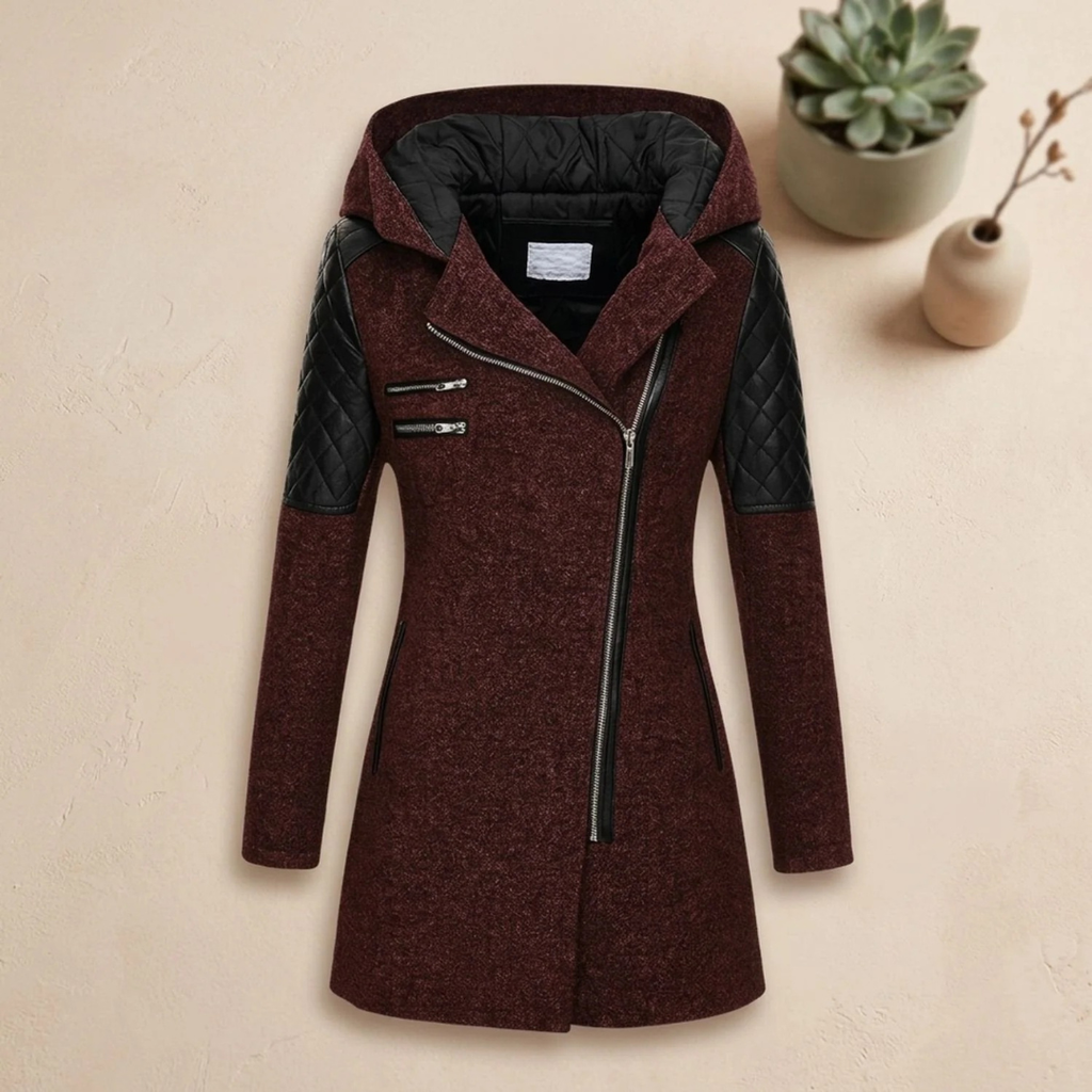 Waltraud | Damen Winterjacke mit langem Schnitt, Kapuze und Taschen
