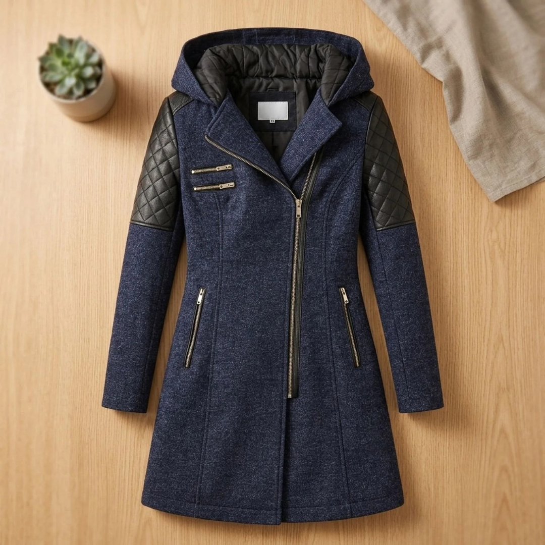 Waltraud | Damen Winterjacke mit langem Schnitt, Kapuze und Taschen