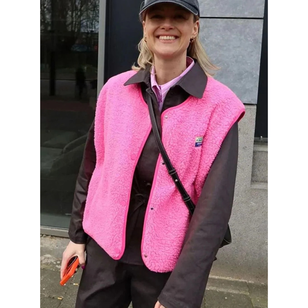 Wiebke | Damen Kuschelweste mit Knöpfen und Fleece Struktur