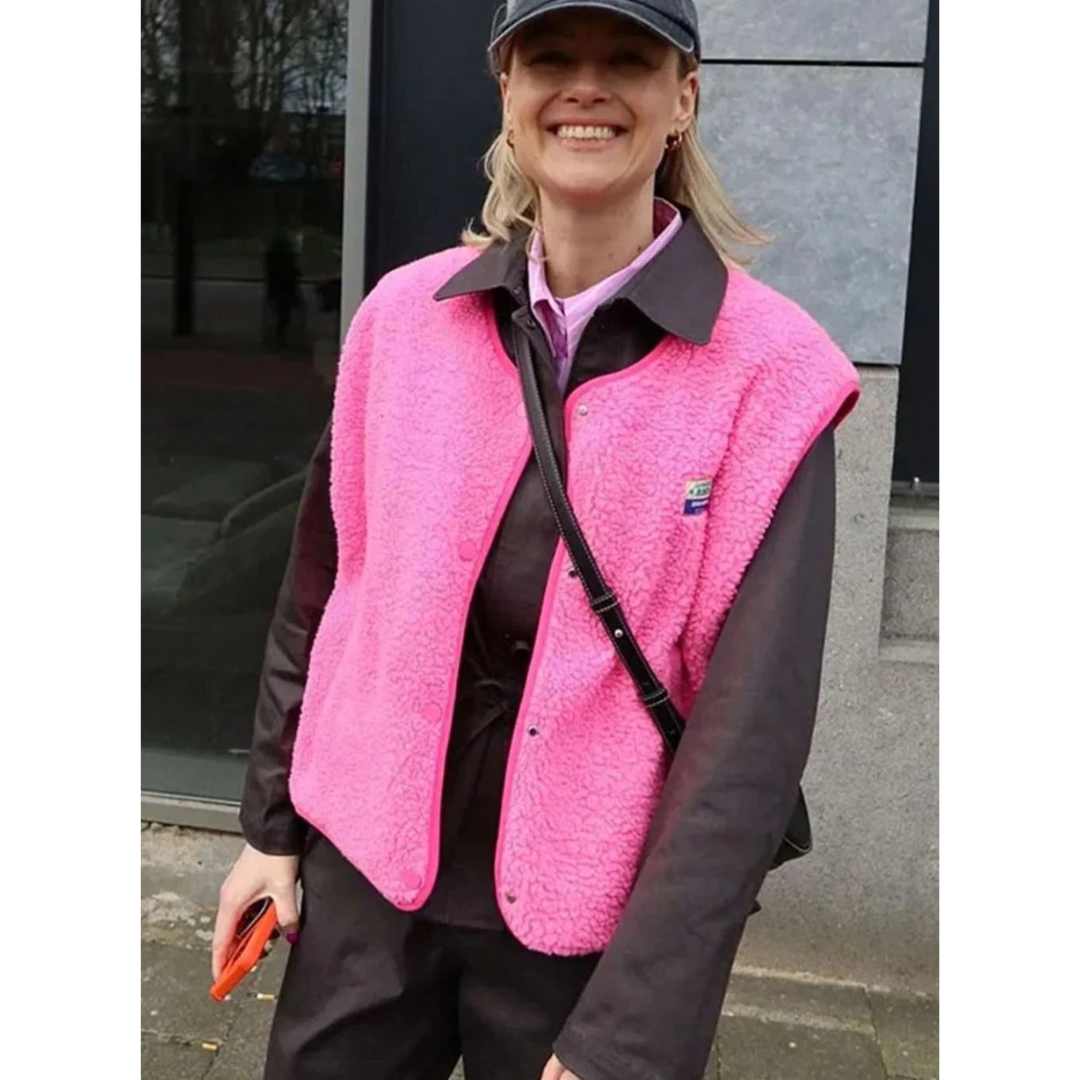 Wiebke | Damen Kuschelweste mit Knöpfen und Fleece Struktur