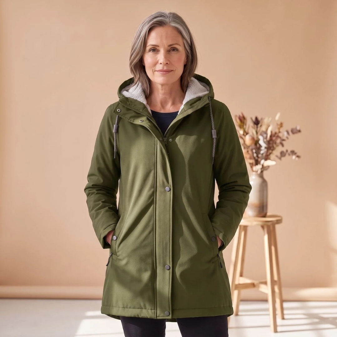 Wiebke | Damen Wasserdichte Regenjacke mit Sherpa Futter