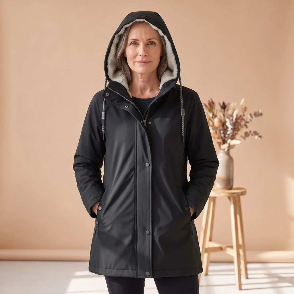 Wiebke | Damen Wasserdichte Regenjacke mit Sherpa Futter