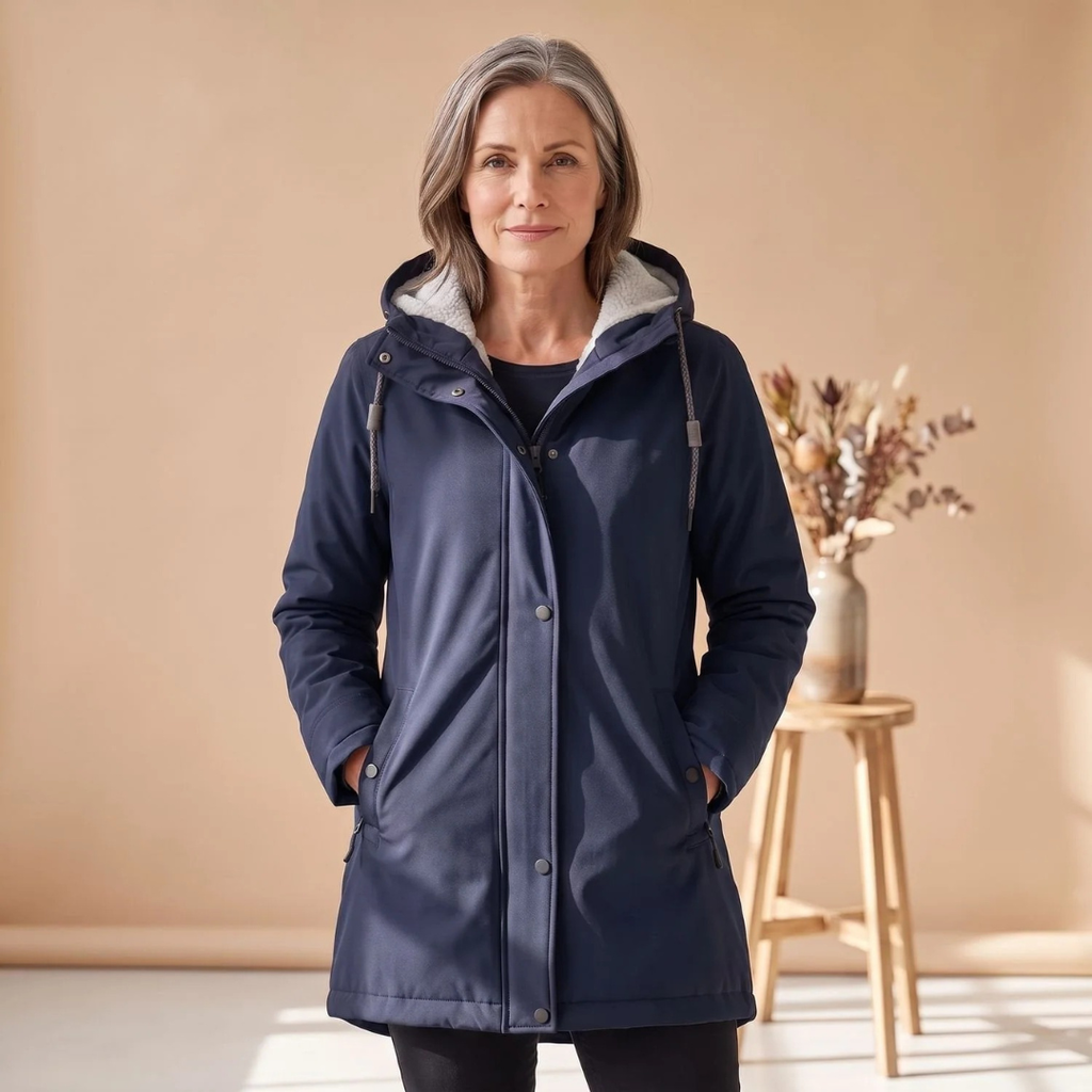 Wiebke | Damen Wasserdichte Regenjacke mit Sherpa Futter