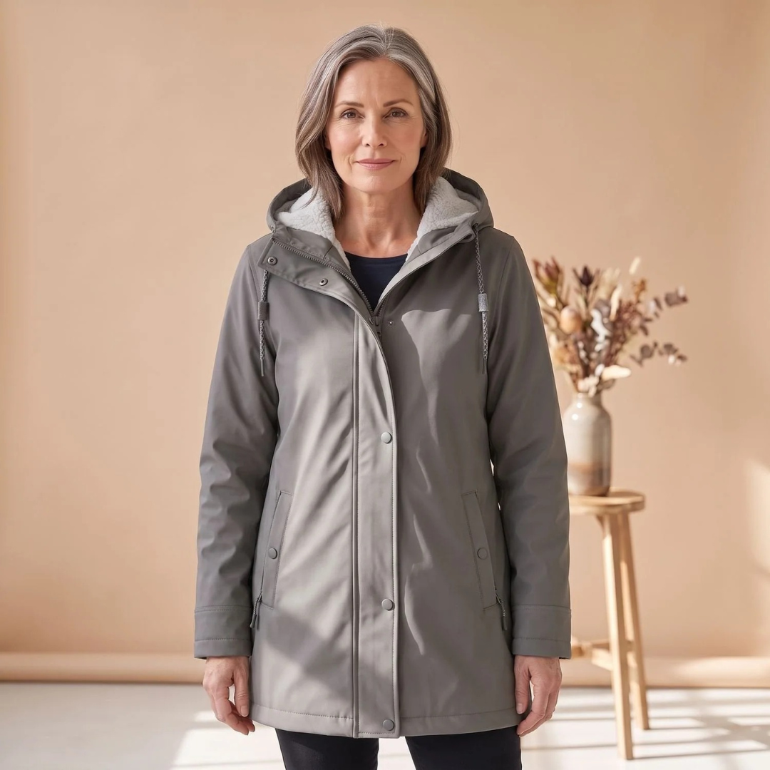 Wiebke | Damen Wasserdichte Regenjacke mit Sherpa Futter