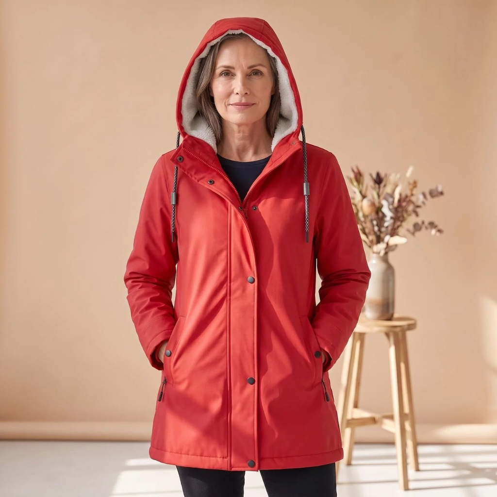Wiebke | Damen Wasserdichte Regenjacke mit Sherpa Futter