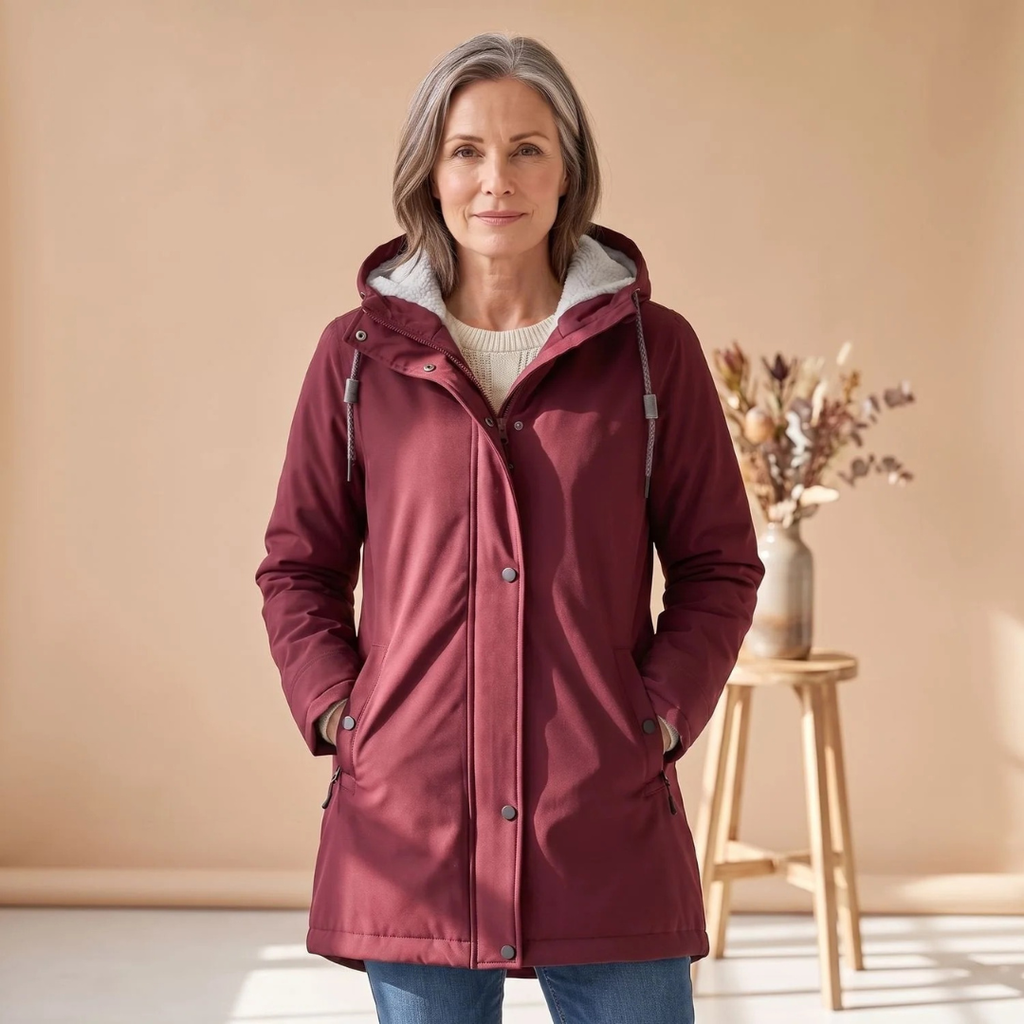 Wiebke | Damen Wasserdichte Regenjacke mit Sherpa Futter