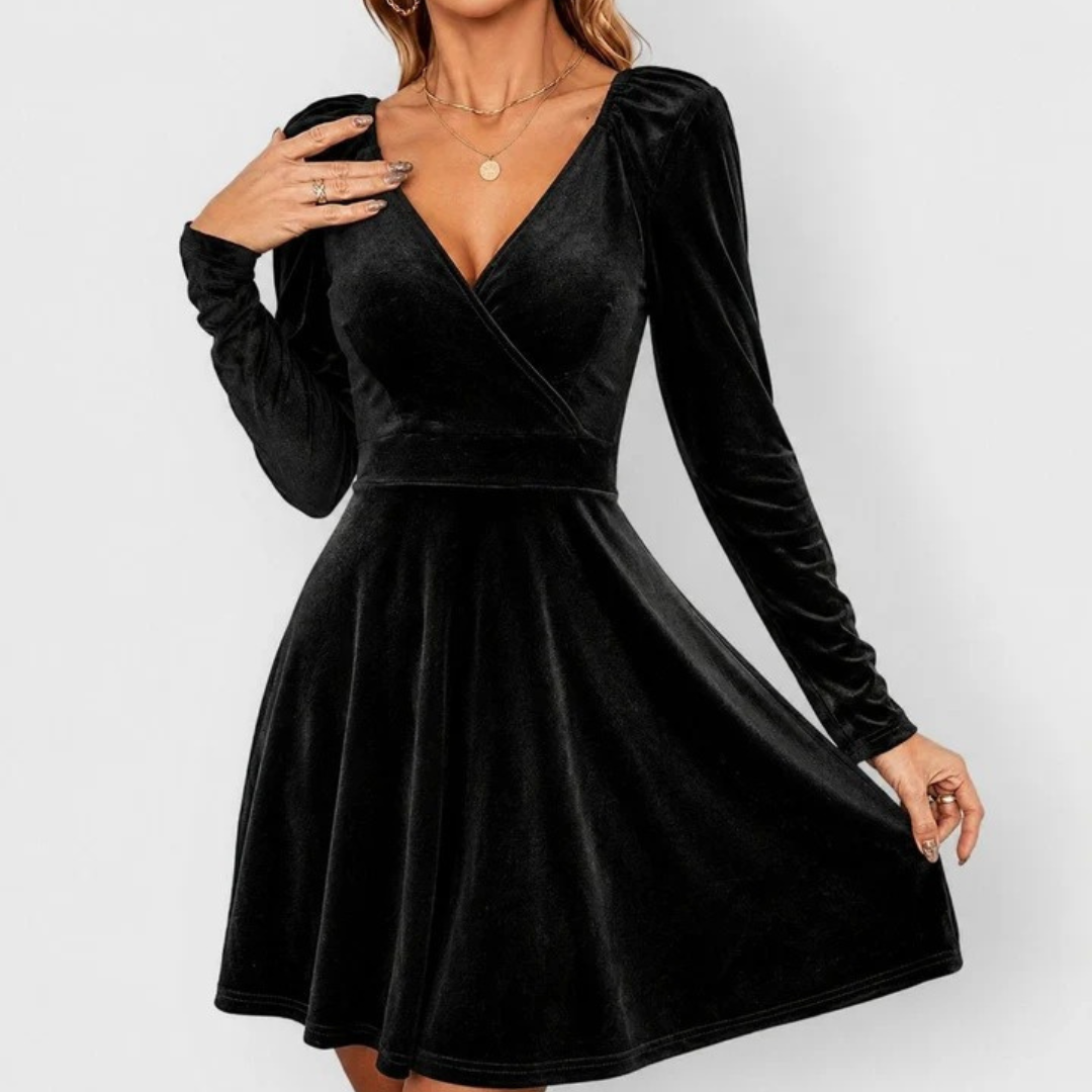 Wilhelmina | Damen Skater Mini Abendkleid mit V-Ausschnitt