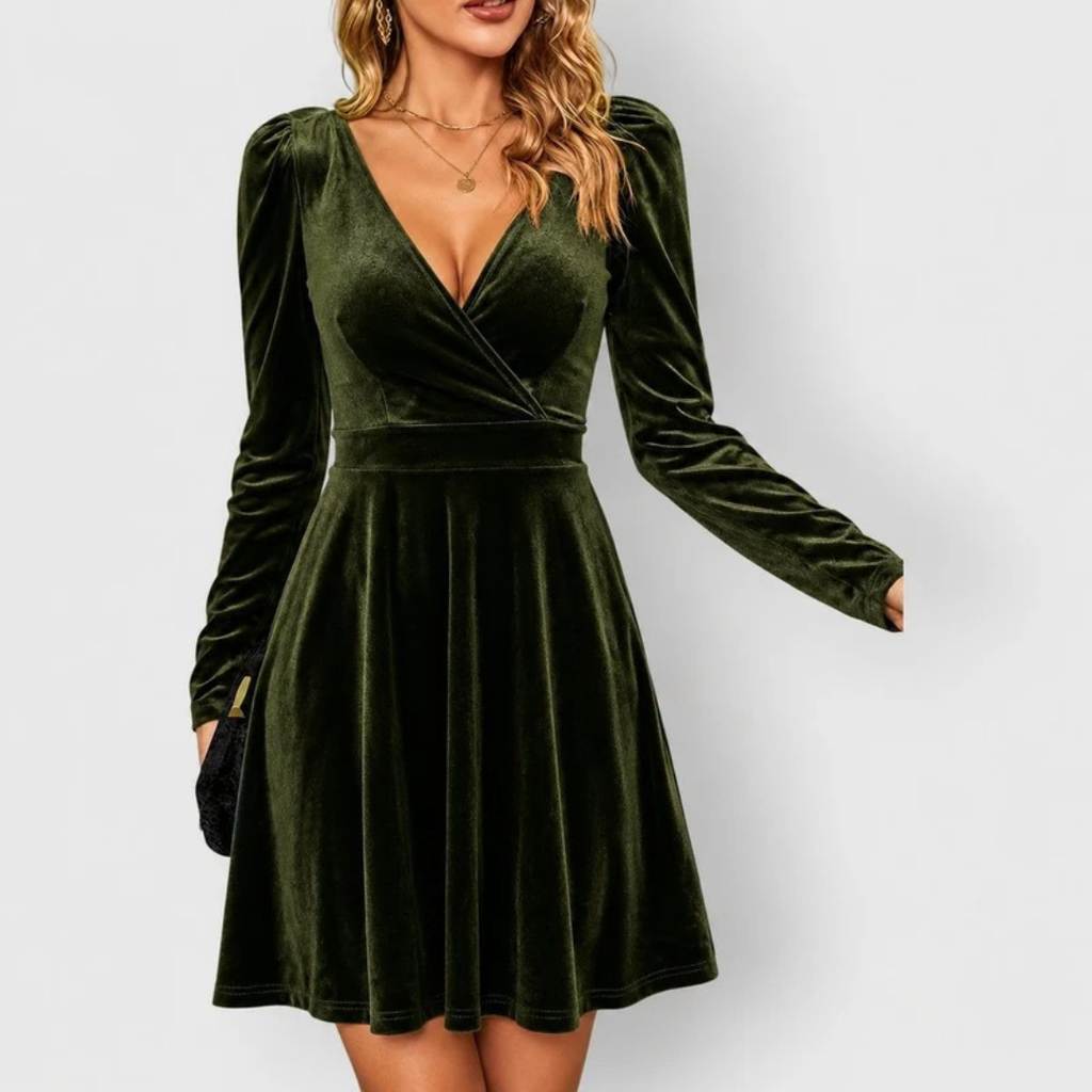 Wilhelmina | Damen Skater Mini Abendkleid mit V-Ausschnitt