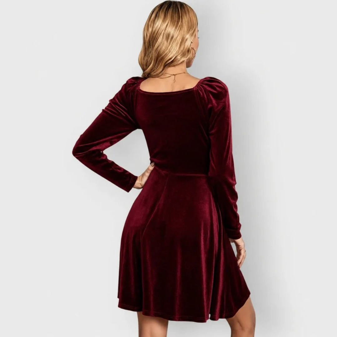 Wilhelmina | Damen Skater Mini Abendkleid mit V-Ausschnitt