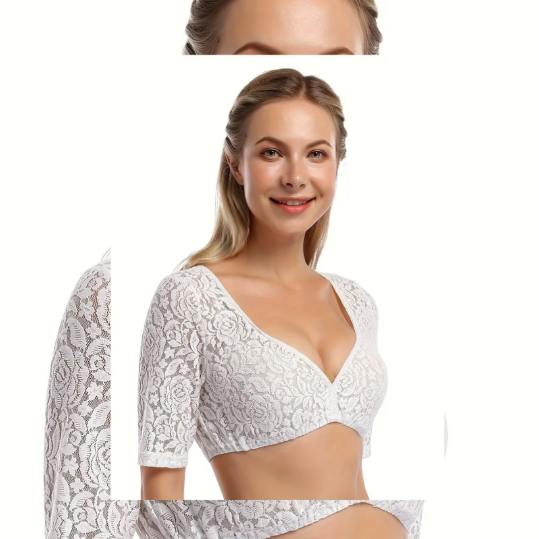 Wilhelmina | Stilvolle Oktoberfest Dirndl Bluse in Weiß