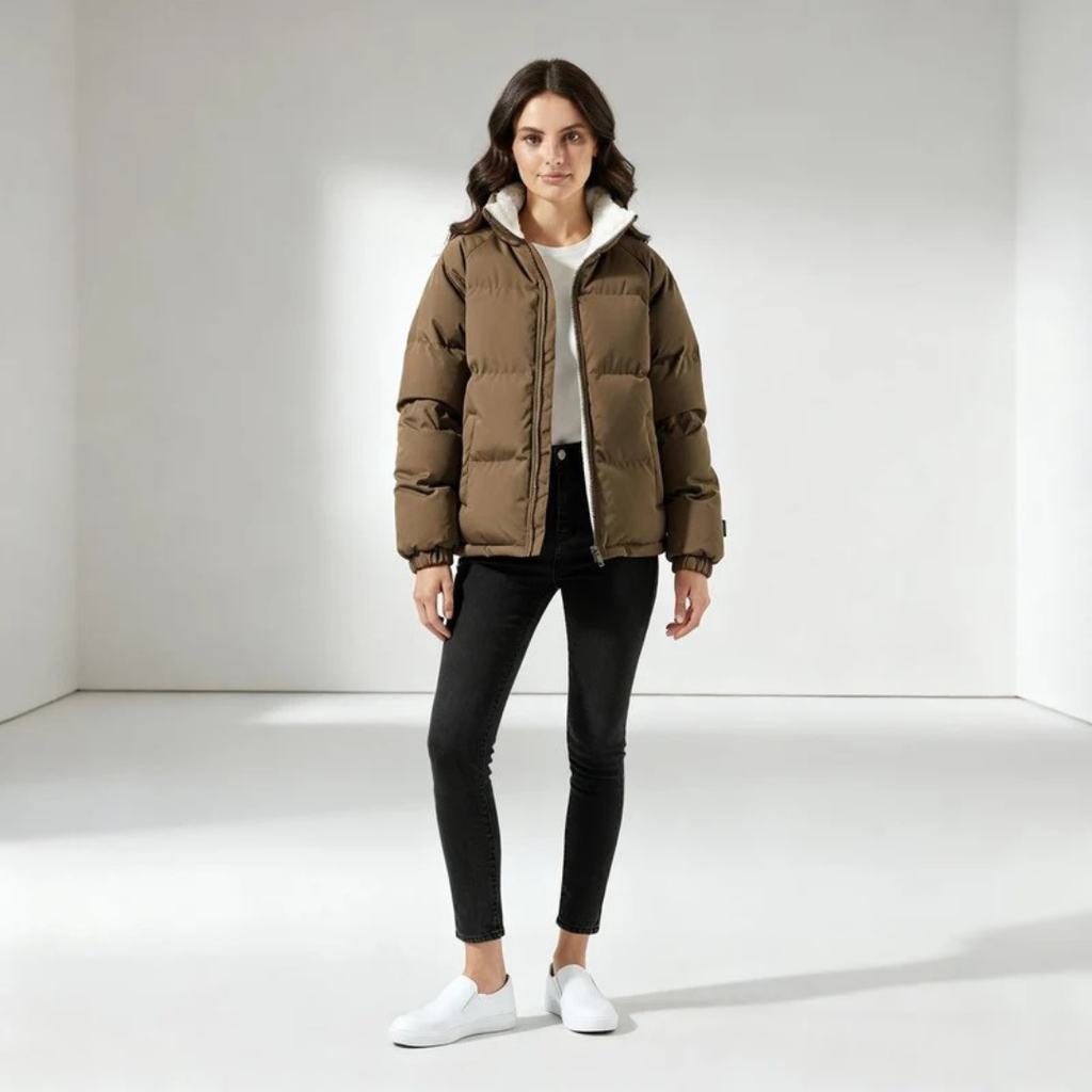 Wilhelmine | Damen Pufferjacke mit Kapuze, Weiche Fleece Fütterung und Komfort Design