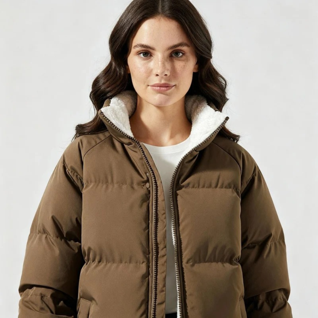 Wilhelmine | Damen Pufferjacke mit Kapuze, Weiche Fleece Fütterung und Komfort Design