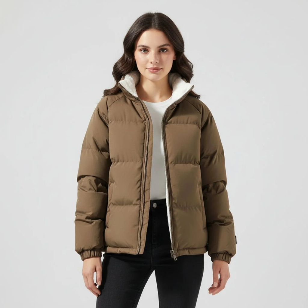 Wilhelmine | Damen Pufferjacke mit Kapuze, Weiche Fleece Fütterung und Komfort Design
