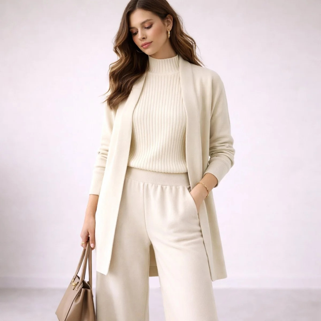 Wilhelmine | Damen Strick Loungewear Set mit Cardigan
