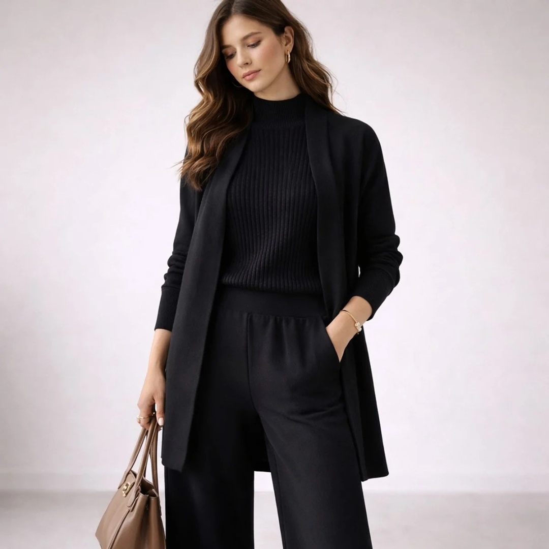 Wilhelmine | Damen Strick Loungewear Set mit Cardigan