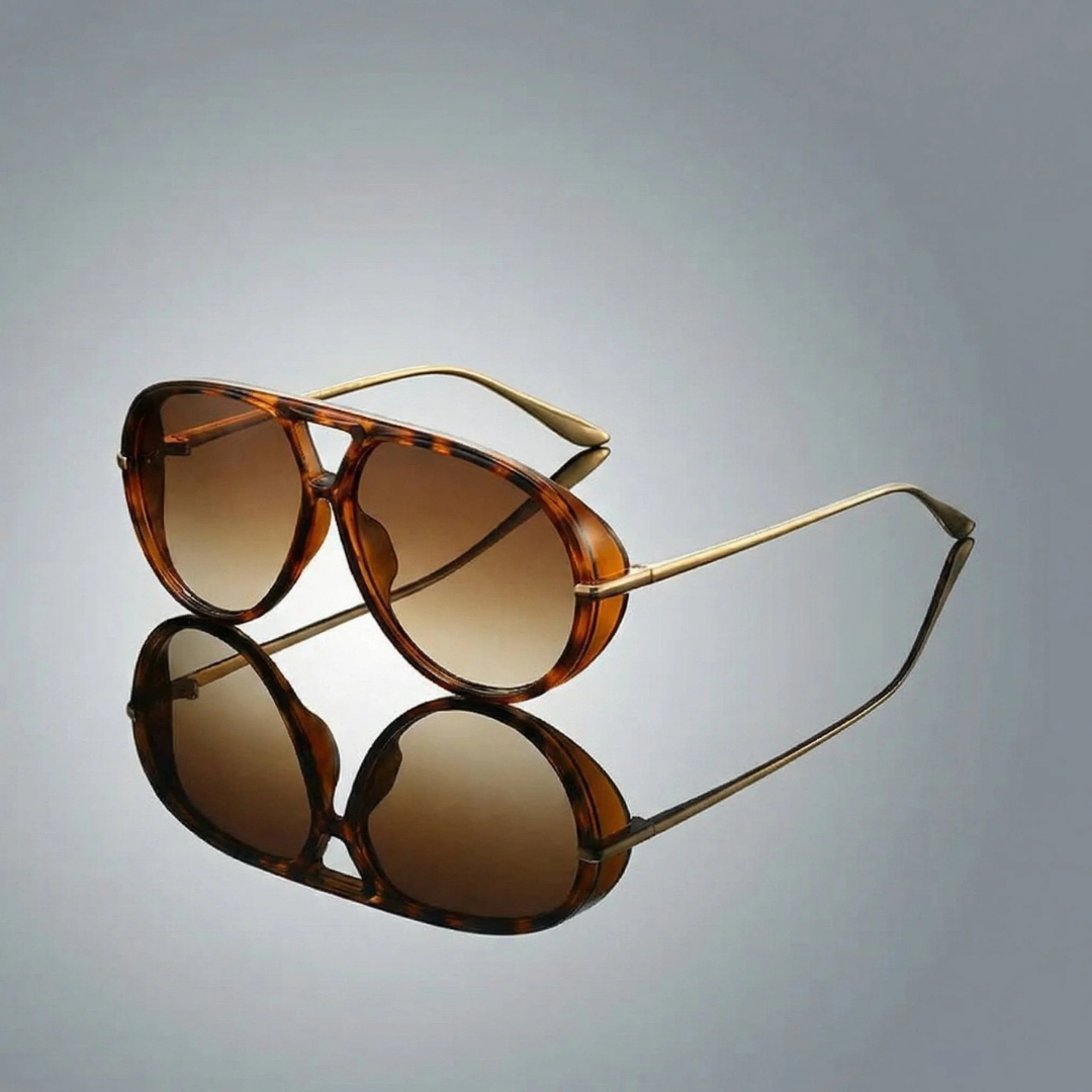 William | Herren Moderne Sonnenbrille Aviator Leopard Design