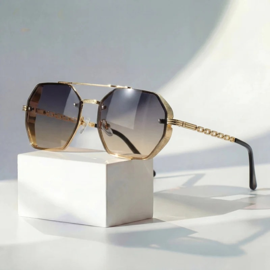 Willow | Herren Sonnenbrille Aviator Gold Kette