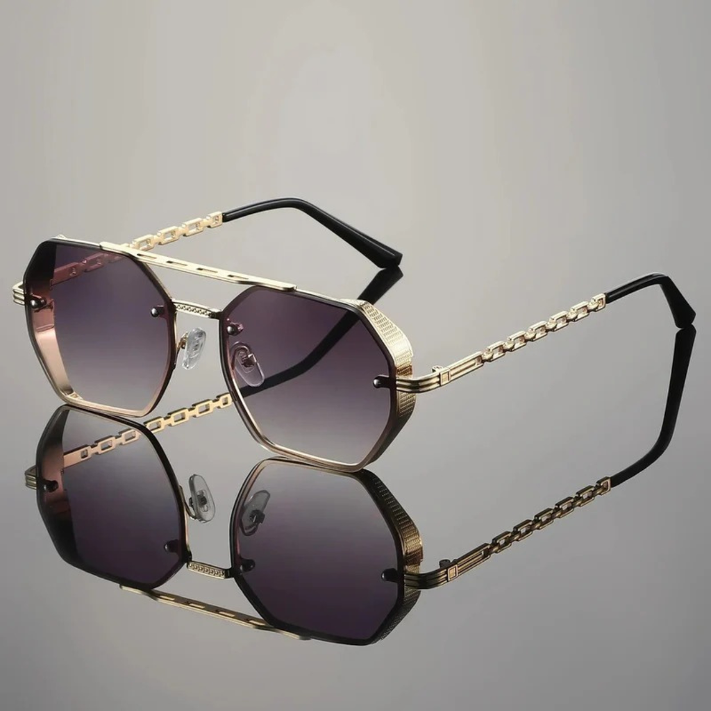 Willow | Herren Sonnenbrille Aviator Gold Kette