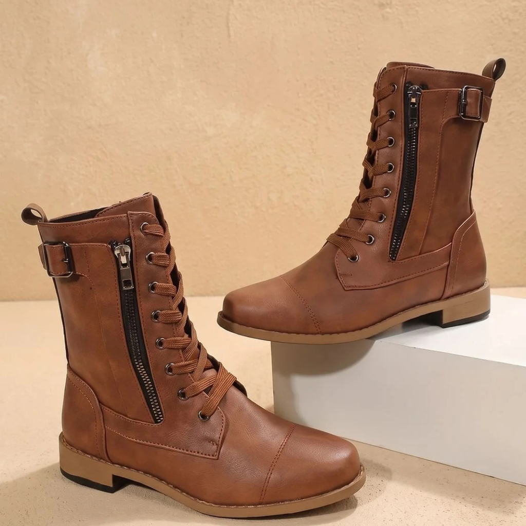 Xenia | Damen Orthopädische Stiefel mit Komfort und Schnallen Detail