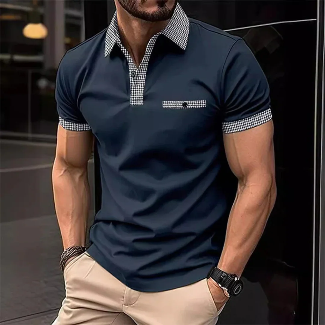 Yannik | Herren Poloshirt Mit Taschen Karo Alltag