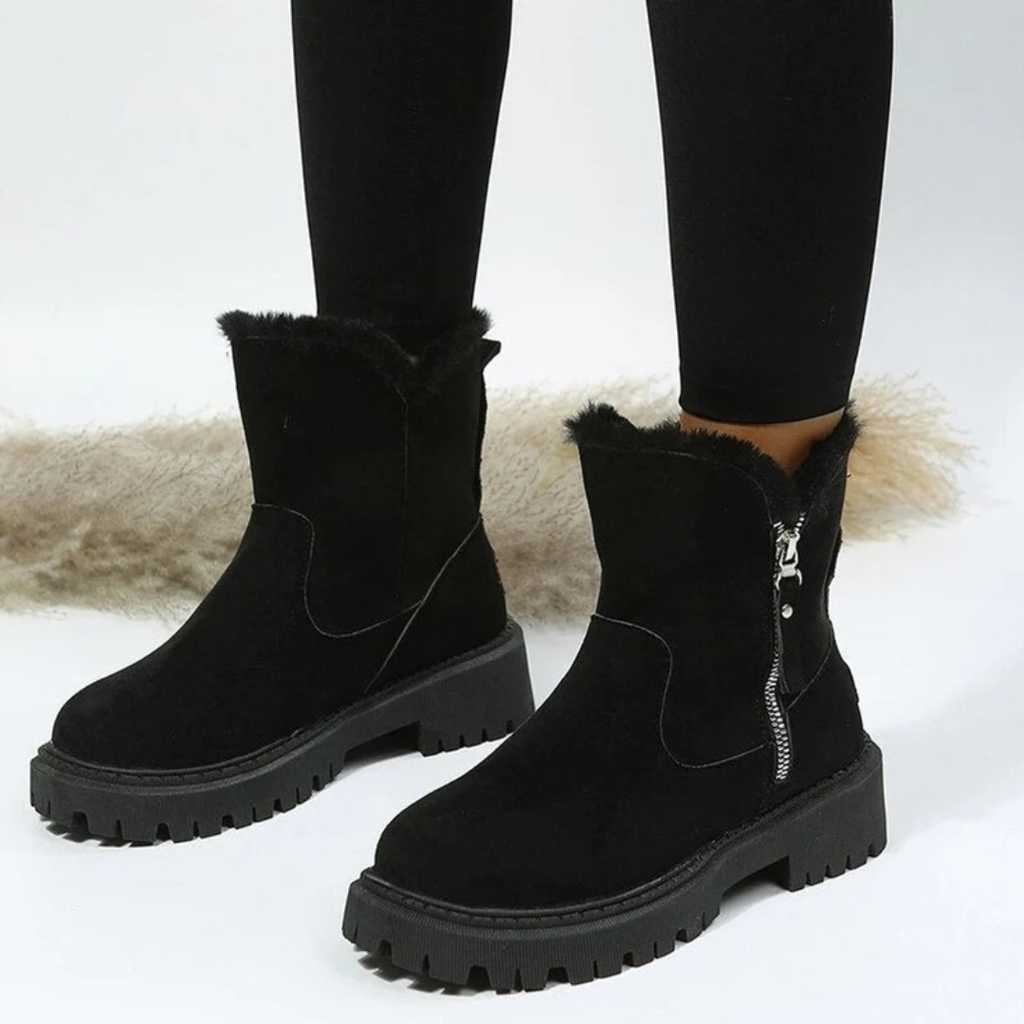 Yara | Damen Orthopädische Winter Stiefeletten Aus Wildleder Mit Weichem Futter Und Reißverschluss