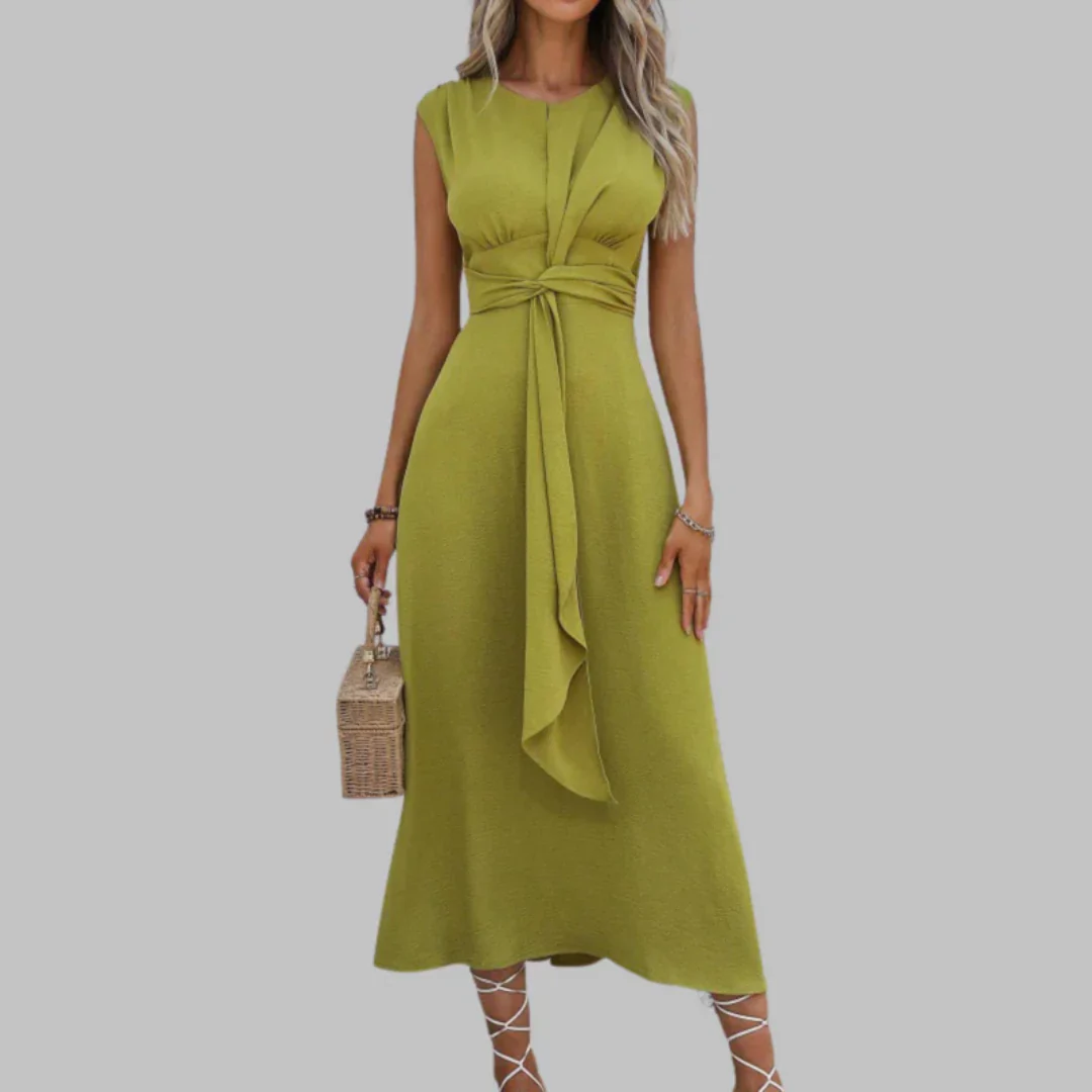 Yasmina | Damen Leichtes Sommerkleid Midi Boho Gürtel